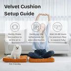 Meditation Floor Pillow Set of 2, Large Velvet Floor Pillows for Sitting, Tufted Floor Seating Cushions for Adults, Big Pillows for Yoga & Living Room, 22x22 Inch, Orange