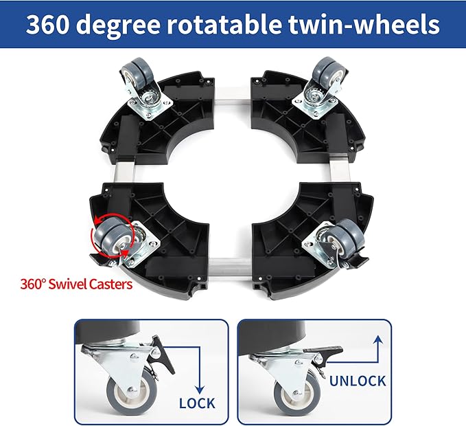 W B D WEIBIDA Plant Stand with Wheels Heavy Duty, Adjustable 15 to 21 Inch Pot Roller Base, Rolling Planter Caddy for Large Flower Pots, 440 Lbs Capacity Round Dolly Cart for Indoor/Outdoor Use
