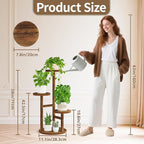 LASZOLA Black 3 Tiered Wooden Plant Stand Indoor with Heavy Duty Planter, Large Multiple Level Vertical Flower Rack for Narrow Corner, Sturdy Rustic Shelving Organizer Holder for Modern House Bathroom
