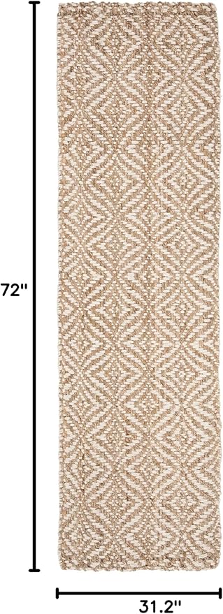 SAFAVIEH Natural Fiber Collection Runner Rug - 2'6" x 6', Natural & Ivory, Handmade Boho Farmhouse Woven Jute, Ideal for High Traffic Areas in Living Room, Bedroom (NF185A)