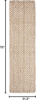 SAFAVIEH Natural Fiber Collection Runner Rug - 2'6" x 6', Natural & Ivory, Handmade Boho Farmhouse Woven Jute, Ideal for High Traffic Areas in Living Room, Bedroom (NF185A)