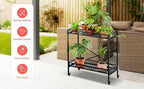 Zhongma 2 Tier Window Height Sturdy Metal Plant Stand with Wheels, 36.6x16x39.4 Inch High, Heavy Duty Succulent Shelf for Home Indoor and Outdoor, 440 LBS Capacity & Heavy Duty Construction
