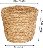 Woven Basket, Hand Woven Containers Flower Pots Boho Indoor Planter Decorative Flower Storage Organizer for Home Office Decoration (Large)