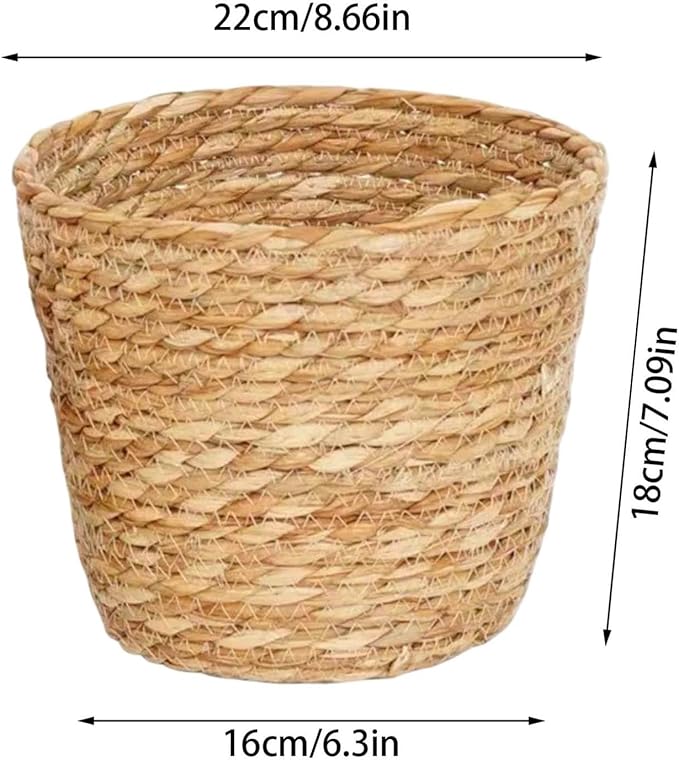 Woven Basket, Hand Woven Containers Flower Pots Boho Indoor Planter Decorative Flower Storage Organizer for Home Office Decoration (Large)