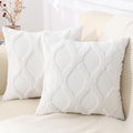 decorUhome Spring Euro Sham Throw Pillow Covers 24x24 Inch Set of 2, Soft Plush Faux Fur Wool Cream White Accent Couch Pillow Covers for Modern Farmhouse Bed Sofa Living Room