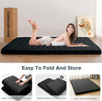 Japanese Floor Mattress, 100% High Density Comfortable Foam, 4" Thicken Foldable Mattress Tatami Mat Sleeping Pad, Ideal for Comfort and Support, Kids Floor Lounger Camping Bed Sofa, Black, Queen