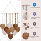 Macrame Wall Hanging Leaves Tapestry, EaseMykit Nursery Decor Leaves Woven Tapestry Feather Handmade Yarn Tassels Boho Wall Decor Leaves Art Decorations for Bedroom Living Room Apartment Home Backdrop(Autumn Brown)