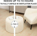 Round Pouf Ottoman 20 x 20 x 14 Inches Boho Poof Home Decor Floor Pouffe Ottoman Foot Rest for Couch Sofa Bean Bag Chairs Living Room Bedroom (Linen)