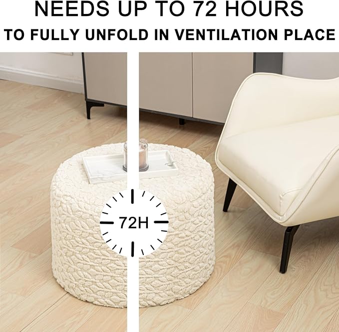 Round Pouf Ottoman 20 x 20 x 14 Inches Boho Poof Home Decor Floor Pouffe Ottoman Foot Rest for Couch Sofa Bean Bag Chairs Living Room Bedroom (Linen)