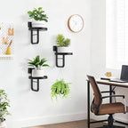 Wall Plant Holder, 7.9 Inch Hanging Plant Holder Wall Planters for Indoor Plants, Wall Mounted Plant Holder Window Plant Shelves for Outdoor Metal Wall Planter Black 2Pcs