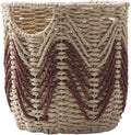 Woven Plant Basket, Wicker For Handwoven Round, Garden Pots For Indoor, Small Storage Bin Organizer, Baskets For And Home Decor (Red)