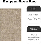 HUGEAR 2x3 Entryway Area Rug Light Brown Small Rug Machine Washable Door Mat Vintage Floral Low Pile Carpet Vacuumable Distressed Throw Rug Entrance Kitchen Bathroom Bedroom Non Slip Lightweight