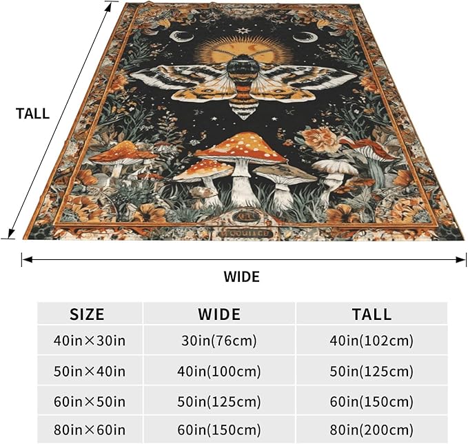 Moth Throw Blanket Soft Flannel Blanket 60"x50" in Bed Blanket Home Decor for Room Sofa Couch All Season