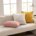 MIULEE Blush Pink Decorative Throw Pillow Covers 20x20 Inch for Couch Bed Sofa Valentines Day Pack of 2 Boho Farmhouse Throw Pillows Soft Cross Corduroy Patchwork Textured Cushion Cases