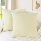 CaliTime Throw Pillow Covers Decorative 22 X 22 Inches Pack of 2 Cozy Chenille Cushion Cases for Couch Sofa Bed Living Room Home Beige