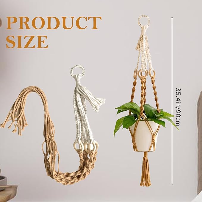 Hanging Planter for Indoor Plants, Colorful Macrame Plant Hanger with Tassel, Boho Wall Decor for Living Room Bedroom Office
