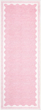 GarveeHome 2x6 Runner Rug for Hallway Washable Kitchen Rugs Non Slip Solid Pink Modern Minimalism Soft Low-Pile Scalloped Indoor Carpet for Entryway Laundry Room Floor Mats with Rubber Back