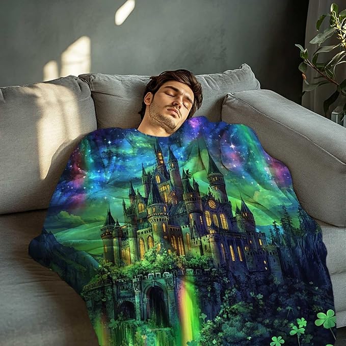 Fantasy Castle Throw Blanket 60x80 Inches | Aurora Magical Fleece Blanket for Couch Sofa Bed | Fairy Tale Landscape Decorative Throw | Soft Cozy Gift for Women Girls