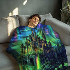 Fantasy Castle Throw Blanket 60x80 Inches | Aurora Magical Fleece Blanket for Couch Sofa Bed | Fairy Tale Landscape Decorative Throw | Soft Cozy Gift for Women Girls