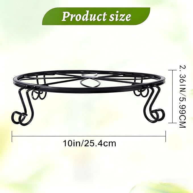 1/2/4 Pack 10/12 Inch Heavy Duty Iron Plant Stands - Rustproof Metal Flower Pot Holder for Indoor Outdoor Use, Round Wrought Iron Planter Stand for Corner Gardening, Patio, Balcony Decor- Black (10IN2PCS)