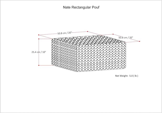 SIMPLIHOME Nate Square Pouf - 20 inch Wide Upholstered Handwoven Cotton Ottoman in Patterned Denim Melange, Boho Footstool or Extra Seating for Living Room with Artisanal Texture, Assembled