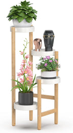 Wisuce Bamboo Plant Stands Indoor, 4 Tier Tall Corner Plant Stand Holder & Plant Display Rack for Outdoor Garden Indoor Home (4 Tier -2)