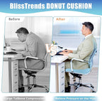 BlissTrends Donut Pillow Seat Cushion,Donut Chair Cushions for Postpartum Pregnancy & Hemorrhoids,Tailbone Pain Relief Cushion,Memory Foam Lifting Cushions for Office&Home Chairs (Light Blue)
