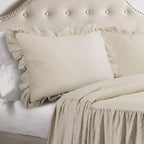 Lush Decor Ruffle Skirt Bedspread Set - 3-Piece Luxurious Farmhouse Bedding - Elegant Ruffle Detail - Timeless Style - Soft Lightweight Sheets - California King, Neutral