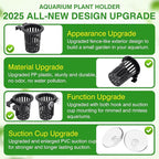 Borlech 2025 New Upgraded Large Aquarium Plant Holder with 1.57-inch Extension Hooks and Suction Cups for Fish Tank Aquaponic Plant Cultivation and Aquascape Accessories Decorations (2 PCS)