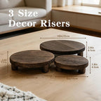 6"/8"/10" 3pcs Unfinished Rustic Wood Stands - Wooden Round Riser - Plant Risers Stand for Decor Display