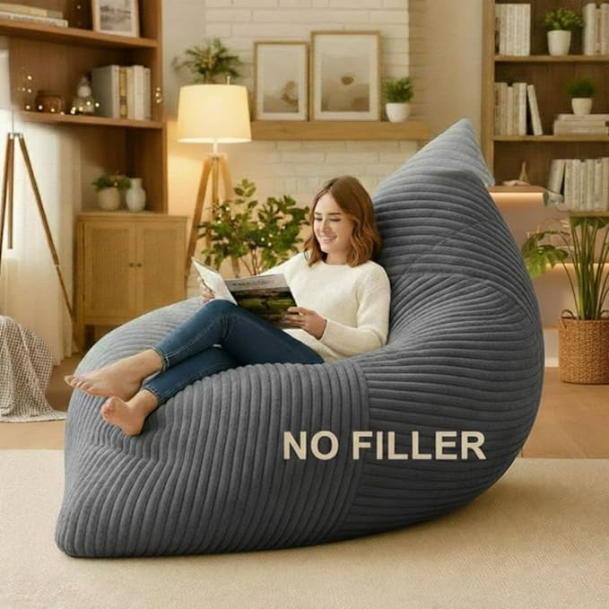 Honeydak 3 in 1 Giant Bean Bag Chair Cover Only (No Filler) Convertible Bean Bag Lazy Floor Sofa Cover Without Filling Washable Versatile Stuffed Animal Storage for Bedroom Living Room(Dark Grey)
