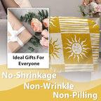 Boho Sun Face Flannel Throw Blanket, Bohemia Sunshine Yellow Birthday Gifts for Kids Men Women, Sunny Plaid Check Stripes Soft Blankets for Bedding Sofa 50" x 60"