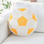 Soccer Pillow,15" Soccer Shaped Pillow Floor Cushion Seating Cushion with Faux Rabbit Fur,Round Soccer Throw Pillow Room Décor for Sofa Couch Living Room (Yellow)
