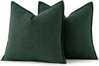 MIULEE Decorative Linen Pillow Covers 20x20 Inch Dark Green Boho Farmhouse Neutral Couch Throw Pillows for Bed Pack of 2 Accent Modern Pillowcase Sofa Livingroom Home Decor