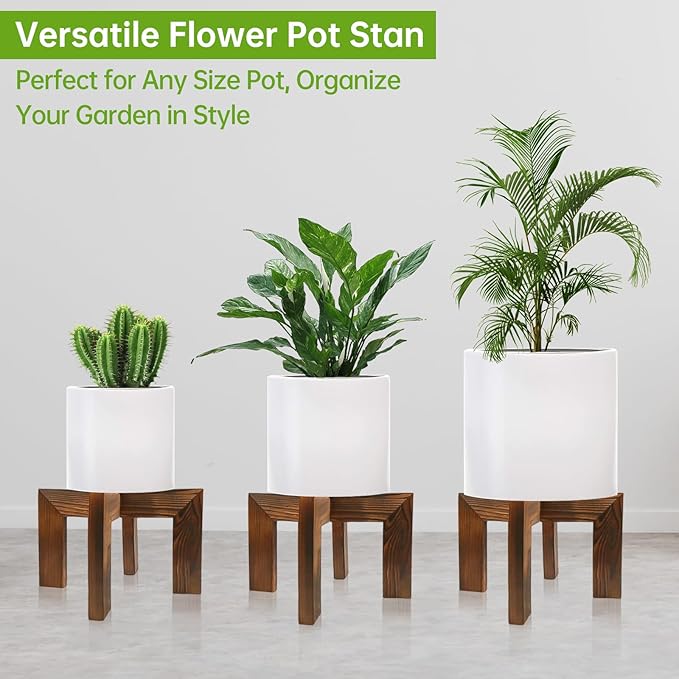 2 Pack Wood Plant Stand Indoor Holders for Plants, Sturdy Flower Pot Stands Plants Shelf, Wooden Stool for Patio Plant Stand, Fit 5-18 Inch Variety Flower Pots, Easily Assemble
