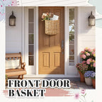 Chunful 2 Pcs Water Hyacinth Hanging Wicker Basket, Natural Wicker Decorative Baskets, Handmade Woven Storage Organizer for House Garden Wedding Wall Decorations, Large & Small Size(Classic Plaid)