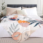 Boho Throw Blanket Minimalist Mid Century Blanket Modern Abstract Art Blankets Floral Plant Print Bed Blanket Super Soft Fleece Flannel Throw Blanket for Couch 50"x60"