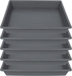 Square Plant Saucer 10 Inch 5 Pack, Plant Stand Flower Pot No Holes, Gray Plant Trays for Pots Heavy Duty Plastic Plant Saucers for Indoors Outdoors Plant Lover Gardening Gifts