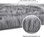 Softlife Grey Faux Fur Sheepskin Chair Cover Seat Cushion Pad Super Soft Area Rugs for Living Bedroom Sofa Dorm (1.6ft x 1.6ft)