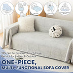 ROOMLIFE Gray Couch Cover Boho Sofa Covers for 3 Cushion Couch Washable, Furniture Protector Sofa Couch Cover for Dogs, Soft Breathable Sofa Slipcover, Couch Throw Blankets with Tassels 71''X118''