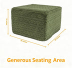20x20x14 Inches Fluffy Square Pouf Ottoman - Plush Furry Boneless Ottoman Foot Rest Stool with High-Density Foam, Versatile Floor Seating for Living Room (Forest Green)