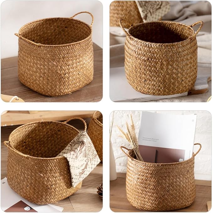 Box Rustic Touch Basket for Storage Desktop Flower Arrangement Basket Storage Grocery Woven Seagrass Organizer s for Shelves Woven s for Storage