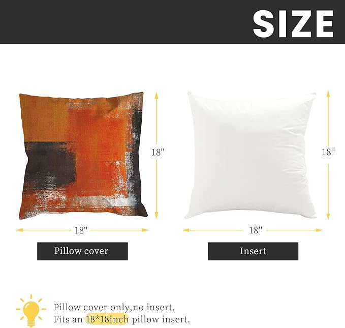 COLORPAPA Burnt Orange Throw Pillow Covers 18x18 Set of 4 Decorative Cushion Cover Taupe Abstract Art Painting Pillowcase for Sofa Bedroom Living Room Décor