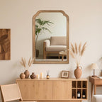 Wood Bathroom Mirror for Wall, 30 x 20 Inch Decorative Wall Mirror with Rustic Wooden Frame for Living Room, Vanity, Bedroom, Entryway, Farmhouse
