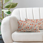 Navy Blue Orange Floral Pillow Covers 12x20 Set of 2 Vintage Rustic Old Style Cute Small Flower Print Rectangle Decorative Outdoor Pillowcases Fall Throw Cushion Case Decor for Couch Sofa Bed