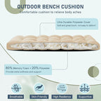 downluxe Outdoor Bench Cushion for Patio Furniture, Water Resistant Tufted Overstuffed Porch Swing Cushions, Thick Outdoor Loveseat Cushions, 59" x 18" x 5", Beige, Set of 1