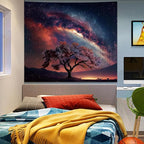 Apdidl Space Galaxy Tapestry Wall Hanging for Bedroom Aesthetic, Nature Starry Night Tree of Life Tapestries, Star Sky Posters Backdrop Decor Wall Tapestry for Men Dorm Living Room Office (60"X79")