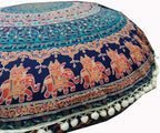 INDIAN CRAFT CASTLE ICC Large Hippie Mandala Floor Pillow Cover - Cushion Cover - Pouf Cover Round Bohemian Yoga Decor Floor Cushion Case- 32" Brown