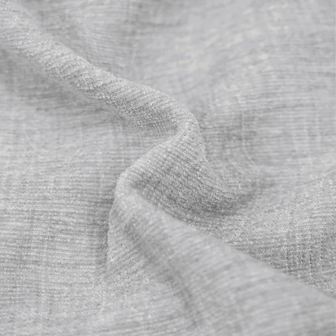 CaliTime Throw Pillow Covers Decorative 24 X 24 Inches Pack of 2 Cotton Thread Stitching Edges Solid Dyed Soft Chenille Cushion Cases for Couch Sofa Bed Living Room Farmhouse Moonbeam Gray