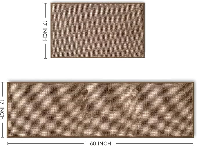 Artoid Mode Washable Kitchen Rugs and Mats Set of 2, Non-Skid Rubber Absorbent Kitchen Mats for Floor Front of Sink Hallway- 17x29 and 17x60 Inch